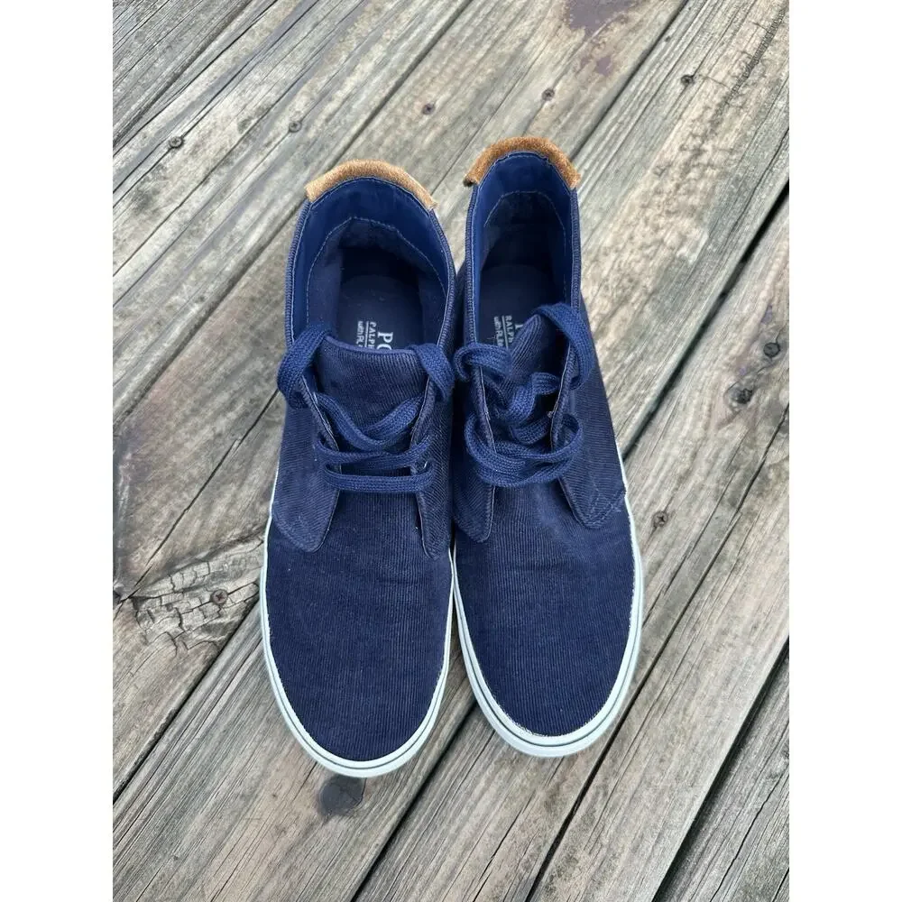 Polo Ralph Lauren Talin Sneakers 10 D Navy Corduroy Suede High Top Flesh Pony